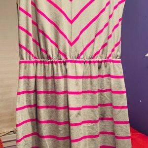 Gray and violet striped tank dress